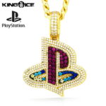 King Ice×PlayStation キングアイス プレイステーション ネックレス ゴールド VVSダイヤモンド ダイアモンド "14K Gold Iced Out Classic PS Logo Necklace" 人気ブランド アクセサリー 金メッキ メンズ レディース 送料無料