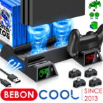 BEBONCOOL ps4 スタンド ps4 充電スタンド 冷却ファン コントローラー 充電器 2台同時充電 多機能 収納 静音 プレイステーション4 冷却スタンド PS4/PS4 PRO/PS4 SLIM兼用 ソフト12枚収納