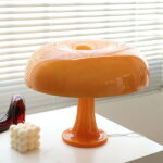 VeroMan テーブルランプ キノコ ドーム形 卓上ランプ ベッドサイドランプ テーブルライト ガラス 間接照明 韓国インテリア レトロ オレンジ