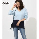 【ポイント10倍】 【最短当日発送】 【正規品】 AZUL BY MOUSSY アズールバイマウジー レディースファッション セーター レディース トップス インナー カットソー Tシャツ トップス 青 BLUE S M インナー インナートップ ホカホカ 綿 100%